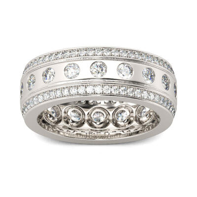 Jeulia Classic Round Cut Sterling Silver Women's Band