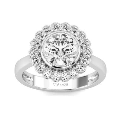 Jeulia Milgrain Round Cut Sterling Silver Ring