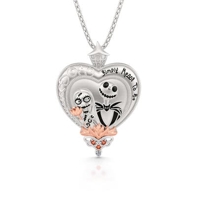 Jeulia "Simply Meant To Be" Skull Couple Sterling Silver Necklace