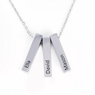 Jeulia Personalized Vertical Bar Sterling Silver Necklace