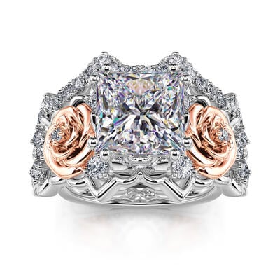 Jeulia "True Love" Rose Princess Cut Sterling Silver Ring Set