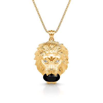 Jeulia "Jungle Catcher" Lion Sterling Silver Necklace