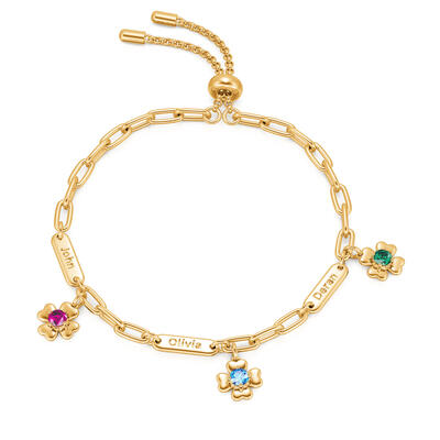 Jeulia Custom Name Flower Birthstone Bracelet