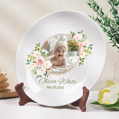 オリジナル ネーム入り 日付け 写真 メモリアル 記念 皿 プレート 食器