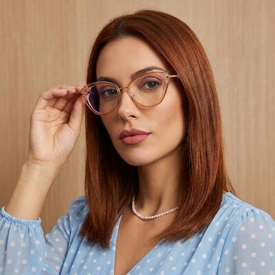 Beth Champagne Cat Eye Glasses