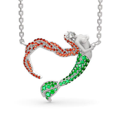 Jeulia "Ocean's Light" Sterling Silver Mermaid Gift Necklace for Valentine's Day