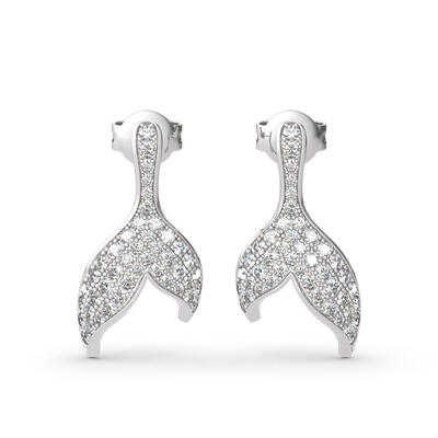 Jeulia "Dancing by the Moonlight" Sterling Silver Mermaid Tail Earrings