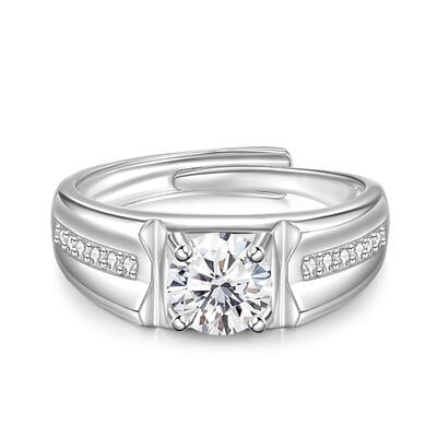 Jeulia Classic Square Design Men's Wedding Band Sterling Silver