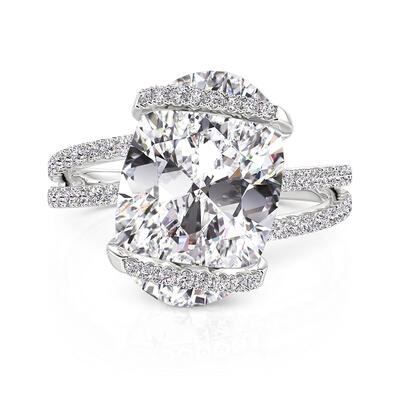 Jeulia Anillo de Compromiso Ovalado Cruzado en Plata Esterlina