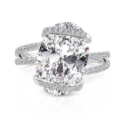 Jeulia Bypass Oval Engagement Ring Sterling Silver