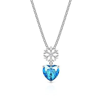 Jeulia Custom Snowflake Heart Birthstone Necklace