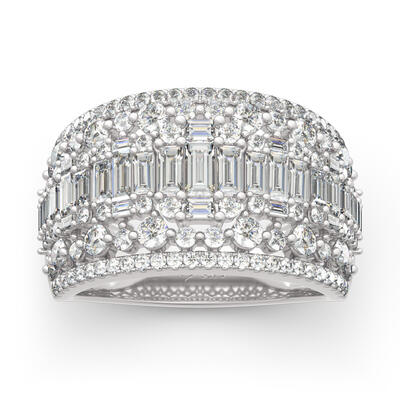 Jeulia Classic Emerald and Round Cut Sterling Silver Band