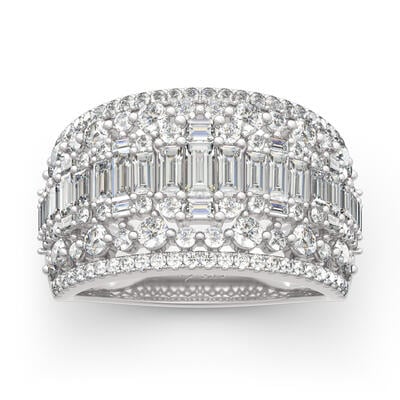 Jeulia Classic Emerald and Round Cut Sterling Silver Band