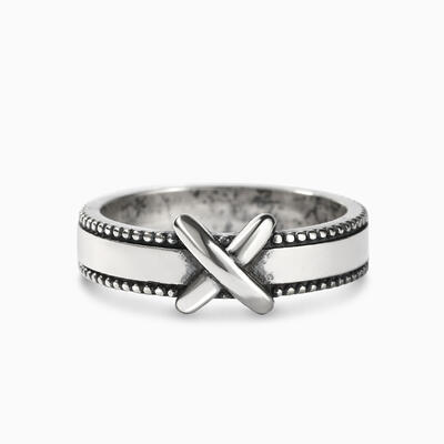 Jeulia "Mysterious X" Knot Design Sterling Silver Ring