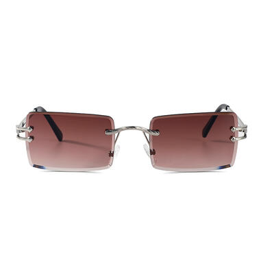 Jeulia "Hue Fantasy" Rectangle Brown Gradient Rimless Unisex Sunglasses