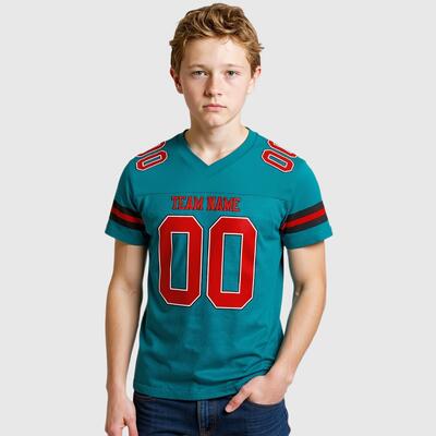 Breathable Teal Football Jersey – Fast-Drying, Custom Name and Number