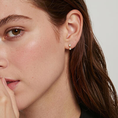 "Promise" Round Cut Station Drop Earrings