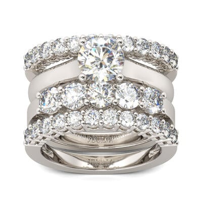 Jeulia 4PC Round Cut Sterling Silver Ring Set