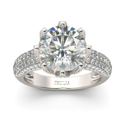 Jeulia Large Stone Round Cut Sterling Silver Ring