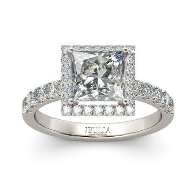 Jeulia Classic Halo Princess Cut Sterling Silver Ring