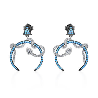 Jeulia "Interwoven Snake with Crescent" Sterling Silver Earrings