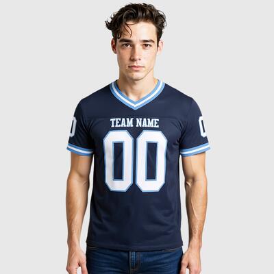 Custom Navy Football Uniform - Add Team Logo, Name & Jersey Number