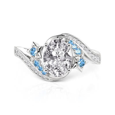 Jeulia Luna Astra Star Bypass Oval Ring Sterling Silver