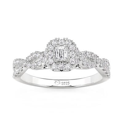 Jeulia Bague de Fiançailles Classique Twist Halo Coupe Radiant