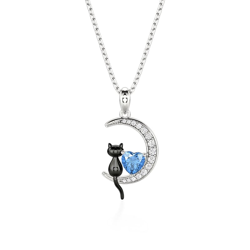 Jeulia Luna Astra Collier Lune Chat Noir avec Pierre de Naissance