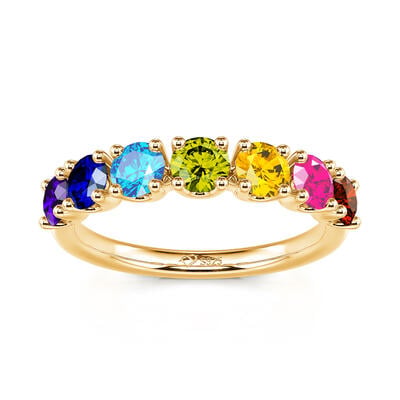 Jeulia Multi-Stone Rainbow Sterling Silver Women's Band