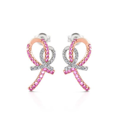 Jeulia "Love & Support" Interlock Ribbons Sterling Silver Earrings
