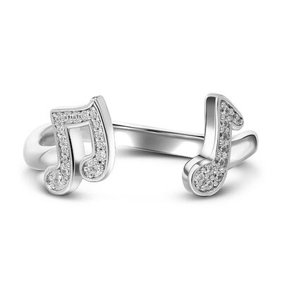 Jeulia Music Notes Adjustable Sterling Silver Ring