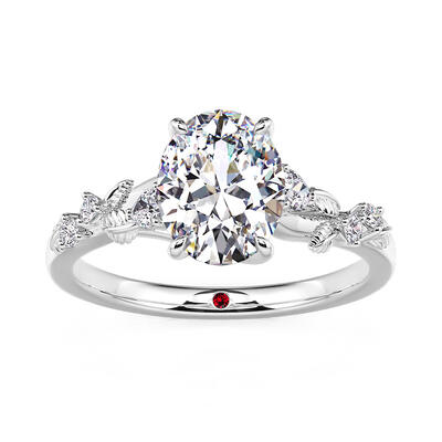 Jeulia "Secret Garden"  Custom Birthstone Engagement Ring Leaf Vine Band