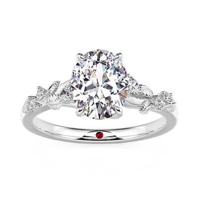 Jeulia "Secret Garden" Custom Birthstone Engagement Ring Leaf Vine Band