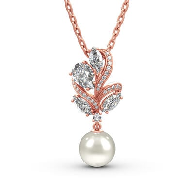 Jeulia Elegant Design Cultured Pearl Sterling Silver Necklace
