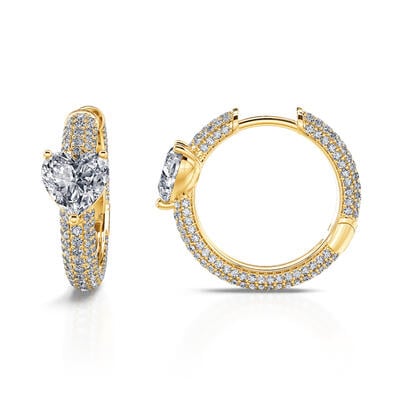 Jeulia "Enduring Radiance" Heart Cut Sterling Silver Hoop Earrings