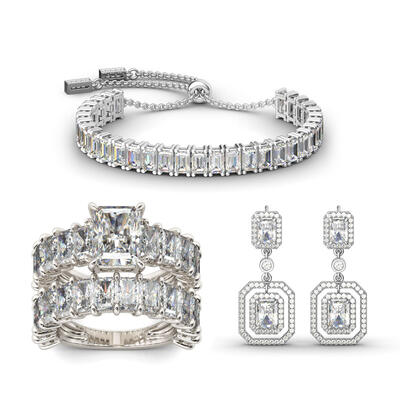 Jeulia Luxurious Radiant Cut Sterling Silver Jewelry Set