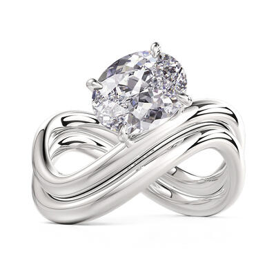 Jeulia Solitaire Infinity Engagement Ring Set Oval Cut Sterling Silver
