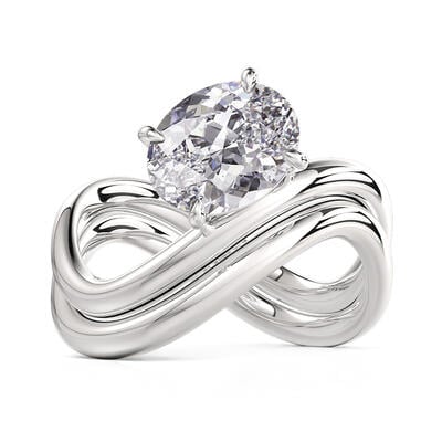Jeulia Solitaire Infinity Engagement Ring Set Oval Cut Sterling Silver