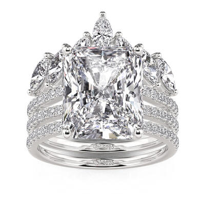 Jeulia Gorgeous Radiant Cut Engagement Ring Set 3PCS