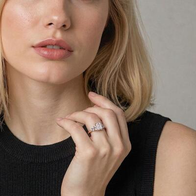 "The Garden of Fireflies" Radiant Cut Cluster Side Stone Engagement Ring