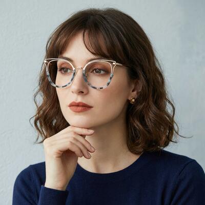 Helin Blue Cat Eye Glasses
