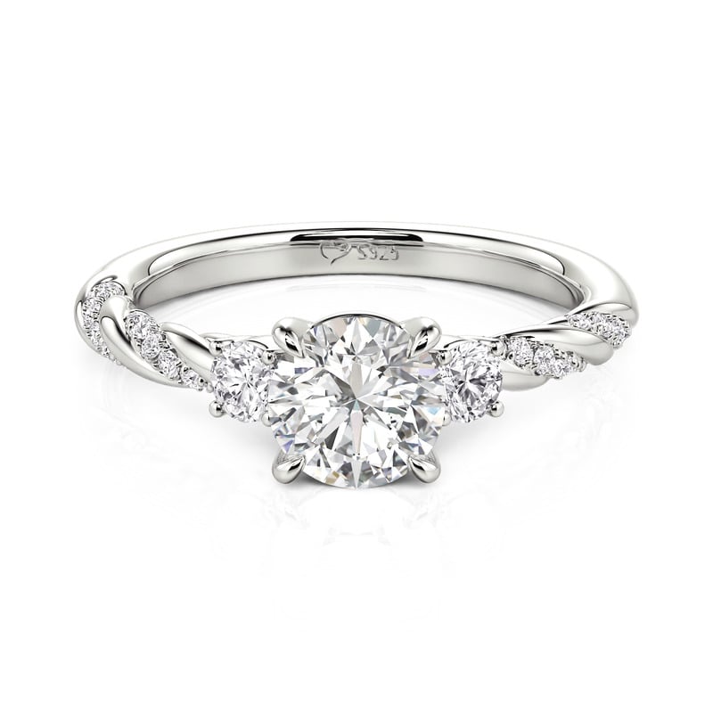 Jeulia Bague de Fiançailles Personnalisée Trois Pierres Torsadée Pierre de Naissance