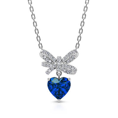 Jeulia Collier Nœud Papillon Amour Coeur en Argent Sterling