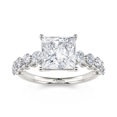 Jeulia Classic Princess Cut Floating Stone Band Sterling Silver Ring