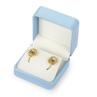 Jeulia Rounded Square Blue Earring Small Jewelry Box