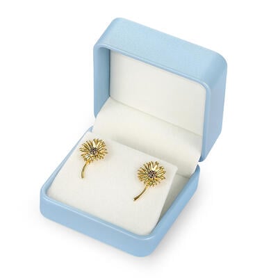 Jeulia Rounded Square Blue Earring Small Jewelry Box