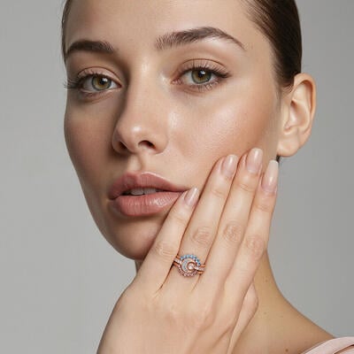 "Bathing in Effulgence" Round Cut Ring Set
