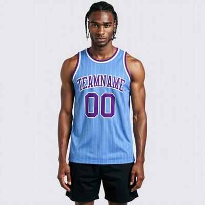 Authentic Pinstripe Light Blue Jersey - Custom Stripe Detail, Breathable Fabric, Team Branding