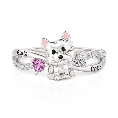 Jeulia Petland West Highland White Terrier Birthstone Engraved Ring